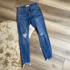 Madewell 9” high rise skinny raw hem jeans